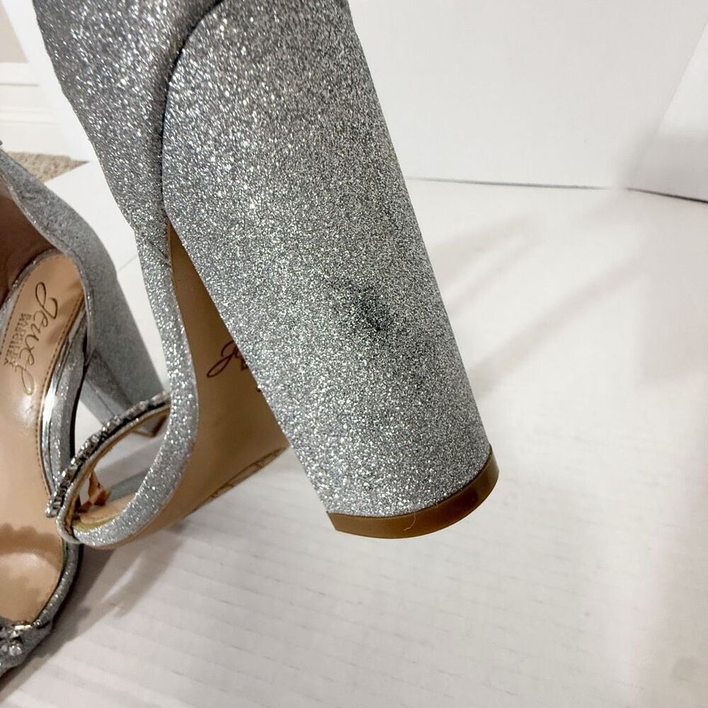 Jewel Badgley Mischka Women's Mayra Rhinestone Silver Evening Sandals Size 6 - Picture 5 of 9